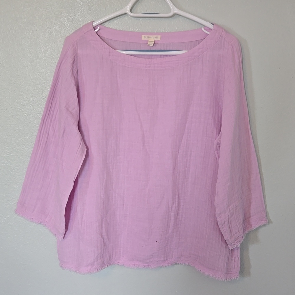 Eileen Fisher | Lilac Cotton 3/4 Sleeve Top Size Medium